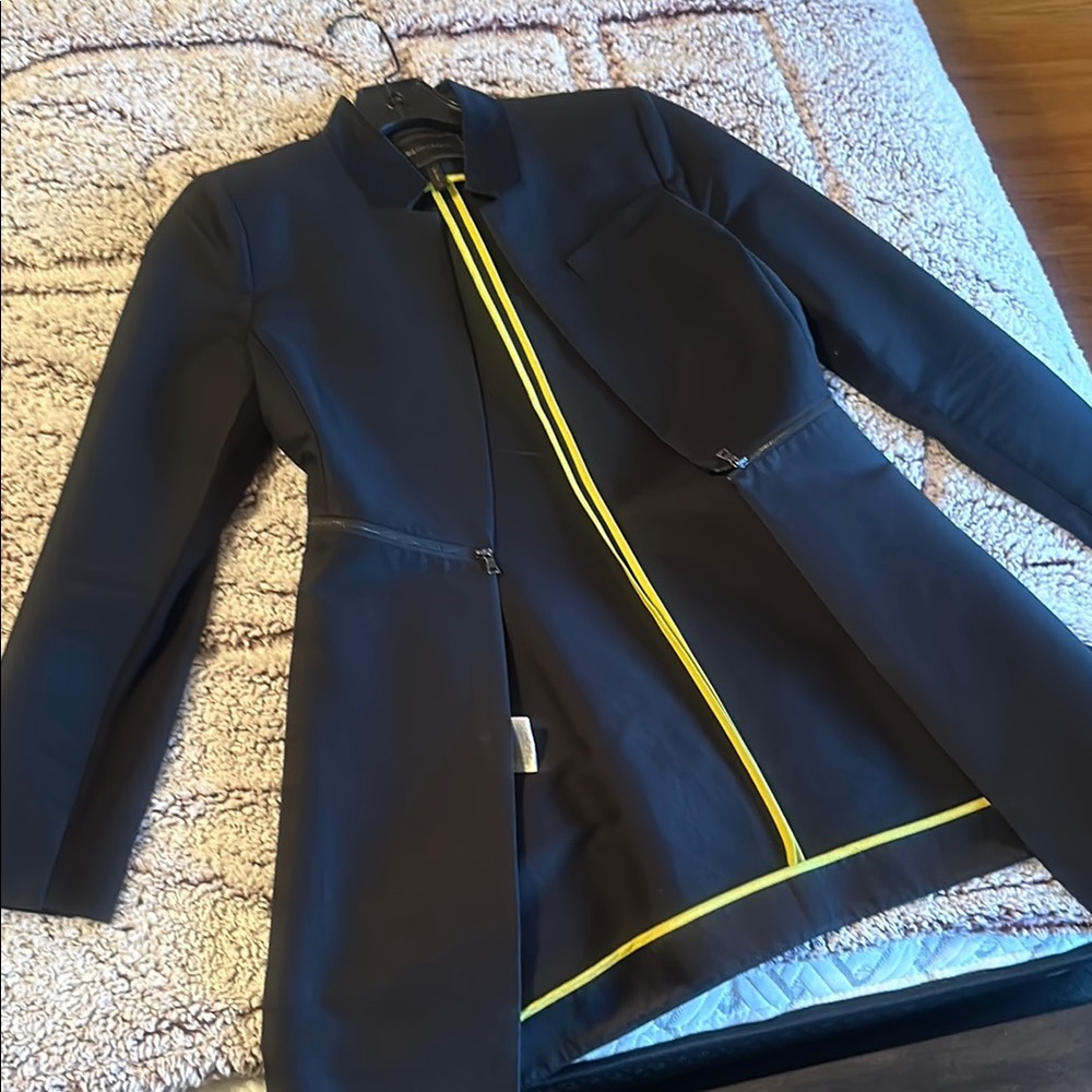 BCBG Arelia Women's Black Jacket with side zippers.